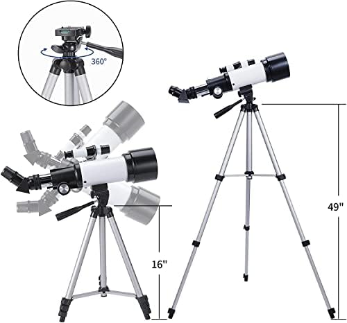 מרקמק טלסקופ אסטרונומי זום 70 ממ צמצם 400 ממ 133X מחזיק טלפון תרמיל תרמיל חצובה מתכוונן לצפייה בירח - טלסקופ