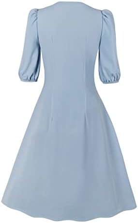 שמלת נציף של נוקמופו לנשים אופנה בריטית פונה צווארון משובץ הדפס משובץ שמלת שרוול קצר ברך