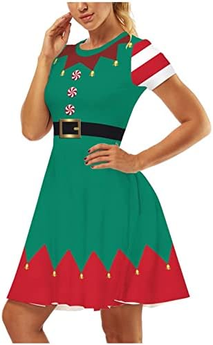 נשים שמלות מידי חג המולד וינטג ' 3 הדפסת שמלת נדנדה עם שרוולים קצרים שמלת מסיבת קוקטייל שמלת משתה