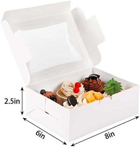 עוד 36 יחידות קוקי לטפל קופסות 8 אינץ לבן מאפיית קופסות עם חלון עבור קוקי, מאפה, קינוח, שוקולד מכוסה תות וממתקים הענקת