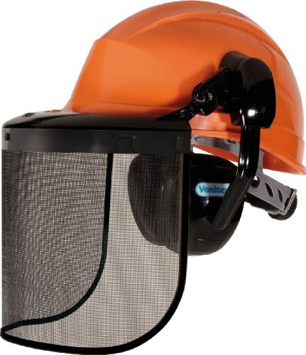 קסדת בטיחות יערות Venitex Forestier2 עם מגני אוזניים ומגן פנים עם קצה פלסטיק שחור. EN397, EN352-3 ו- EN1731