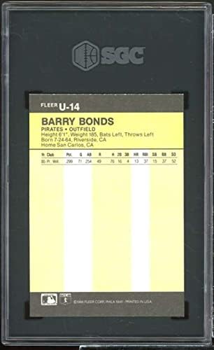 כרטיס טירון בארי בונדס 1986 עדכון פלייר U-14 SGC 8
