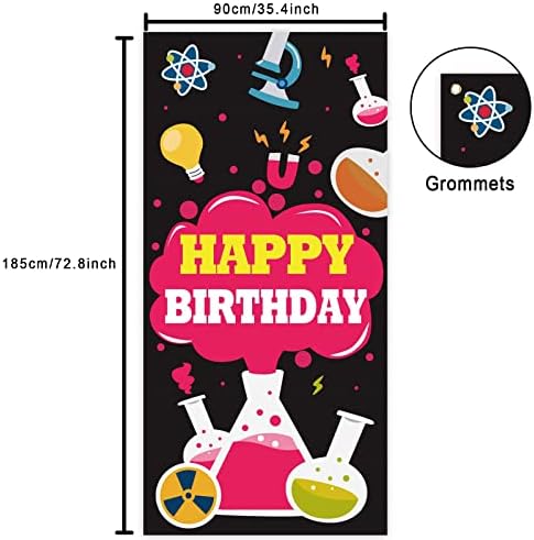 מדע יום הולדת שמח שחור באנר רקע רקע תא צילום אבזרי כימיה נושא דקור עבור בית ספר מעבדה ילד ילד ילדה 1 מסיבת