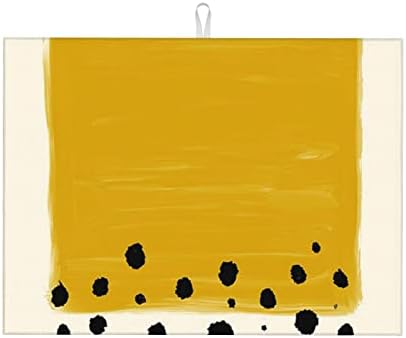 חרדל צהוב ושחור מודפס כרית ייבוש מיקרופייבר כלים כרית ייבוש למסעדת מטבח סופגת כפול צדדית 18x24in