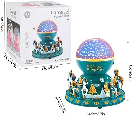 קרוסלה קופסאות מוזיקליות תלת מימד קרוסלה מוסיקה כדור עם טירות סוסים ילדים גלובוס מוזיקלי לאמהות יום הולדת יום הולדת