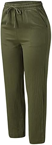 מכנסיים מזדמנים של Wocachi לנשים בצבע אחיד אלסטי גבוה נעשה מכנסיים נוחים עם כיסים מכנסי טרנינג רופפים בכושר רופף