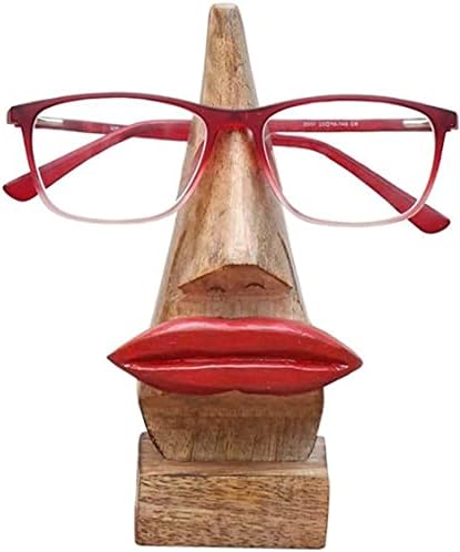 משקפיים מעץ מחזיק מעמד בצורת אף מעמד מפרט משקפי ראייה תצוגה בעבודת יד תצוגה אדומה שפתיים ושפם שחור לדקורטיבי בית