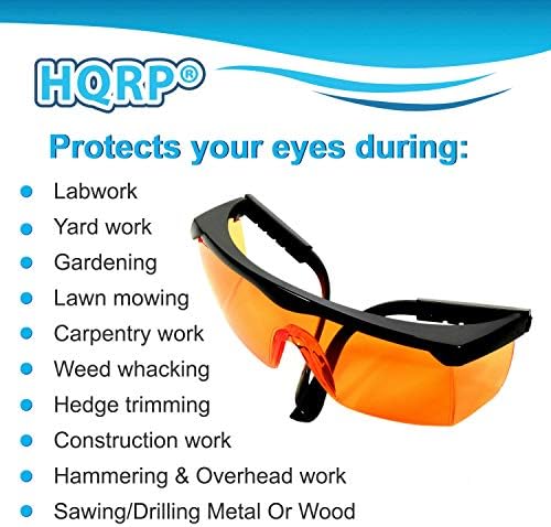 HQRP גוון כתום קל משקל UV משקפי משקפי מגן/בטיחות לעובדי מעבדה רפואית, שינניות, ניתוחים, מעבדת פתולוגיה +