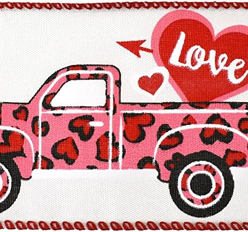 Homeford Valentines Cheetah Hearts Truck Truck Wired Silbbon, 2-1/2 אינץ ', 10 מטרים
