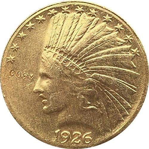 מצופה זהב 24-K מצופה 1926 $ 10 זהב הודי חצי נשר מטבע עותק לעיצוב משרדים בחדר הבית