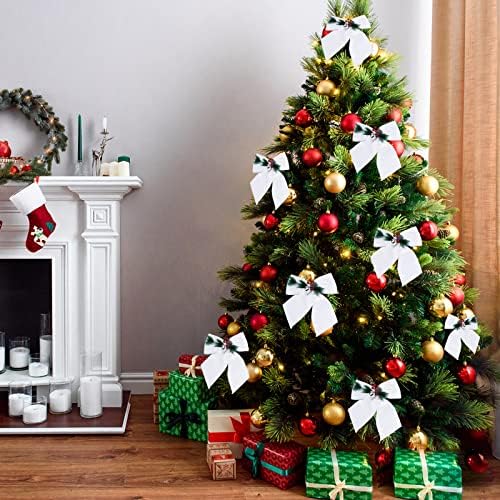 קשתות קטיפה דקורטיביות לחג המולד של Allgala לזר עץ חג המולד 2-14-White-XBW92261