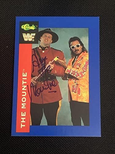 The Mountie 1991 WWF Classic Wwf חתום כרטיס חתימה - תמונות היאבקות חתימה
