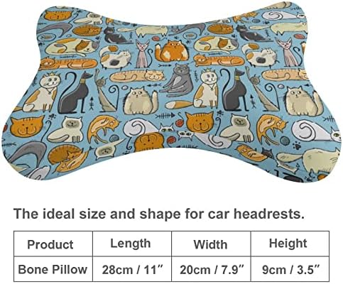 כרית צוואר רכב של חתולים עולמיים של 2 כרית כריות ראש אוטומטית בצורת עצם כרית כרית כרית למכונית נסיעות דקורטיבית ביתית
