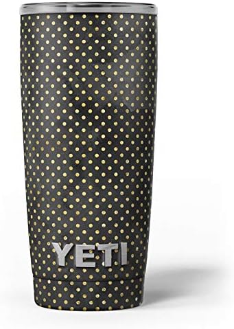 עיצוב Skinz שחור וזהב צבעי מים פולקה נקודות v2 - ערכת עטיפת ויניל מדבקות עור תואמת לכוסות הכוס הקירור של Yeti Rambler