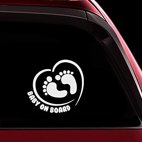 תינוק על לוח סימן רכב חלון פגוש מדבקות מדבקה - שינה תינוקת & מגבר; תינוק טביעת רגל בלב עיצוב צרור