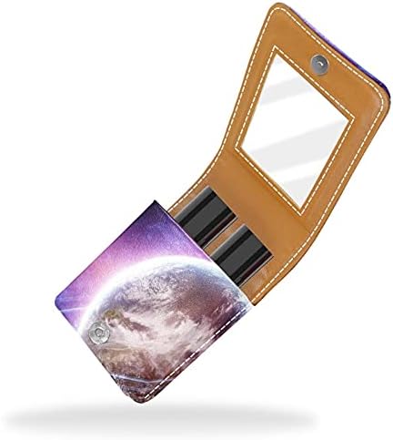 גלקסי כוכב סגול גלוס מחזיק שפתון מקרה נייד איפור תיק נסיעות שפתון ארגונית מקרה עם מראה מיני שפתון תיבת אחסון עבור נשים