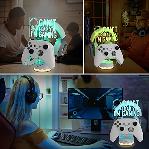 מבקר האוזניות עמדת אור, 16 צבעים אורות LED תלת מימד מחזיק אוזניות GAMEPAD, קולב בקר משחק לכל אביזרי מחשב המשחקים האוניברסליים