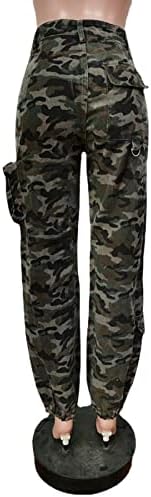 מכנסי מטען של נשים קאם מותניים רזות בכושר קמופלאג 'מכנסי טרנינג מכנסי טרנינג מכנסי עייפות צבא עם כיסים