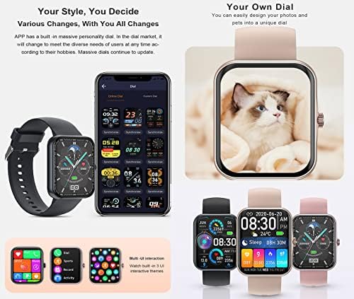 שעון חכם של Geelyda לגברים נשים, 1.83 '' שעון חכם עבור טלפונים של אנדרואיד ו- iOS תואם טקסט וקורא ל- AI שליטה
