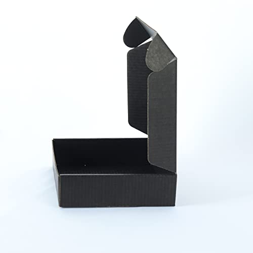 קופסאות משלוח שחורות, 25 יח ' אריזה 10 על 6 על 1.6 אינץ ' קופסאות קרטון גלי לעסקים קטנים לאריזה