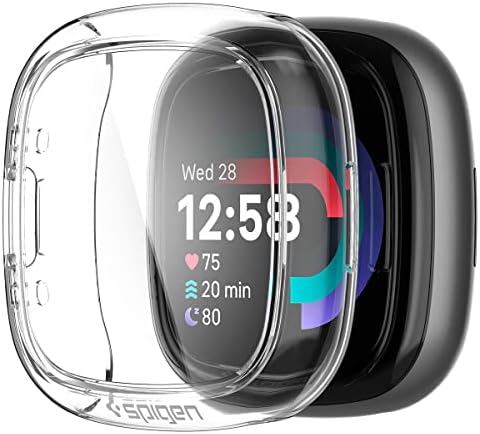 Spigen Ultra Hybrid המיועד ל- Fitbit Versa 4 / Fitbit Sense 2 עם מגן מסך מזכוכית מחוסמת מארז Smartwatch - Crystal Clear