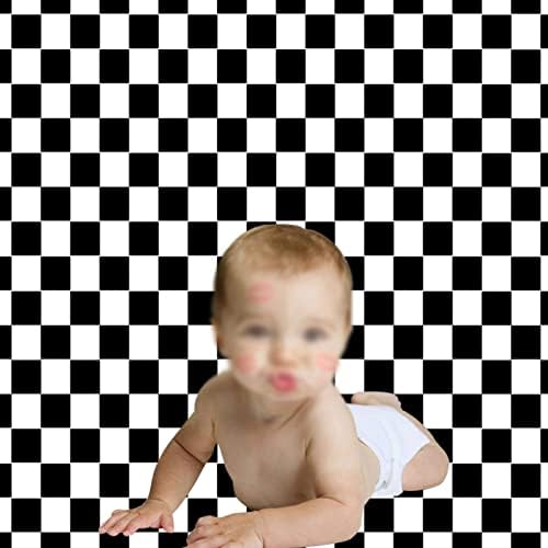 10 על 8 רגל בד שחור ולבן מירוץ בודק מרקם רשת יום הולדת שחמט לוח נושא תמונה רקע ילדים ילדים