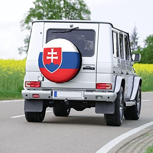 דגל של דפוס סלובקיה הדפסת כיסוי צמיג חילוף אטום למים אטום אבק אבק אבק מכסים מכסי צמיג גלגלים לג'יפ רנגלר קרוואן נסיעות קרוואנים