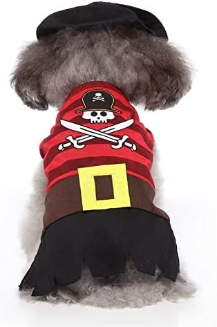 שודדי ים מגניבים תחפושת קוספליי לכלבים גור מעיל מצחיק בגדי חיות מחמד מקסימים לכלבים בינוניים קטנים עם כובע XS