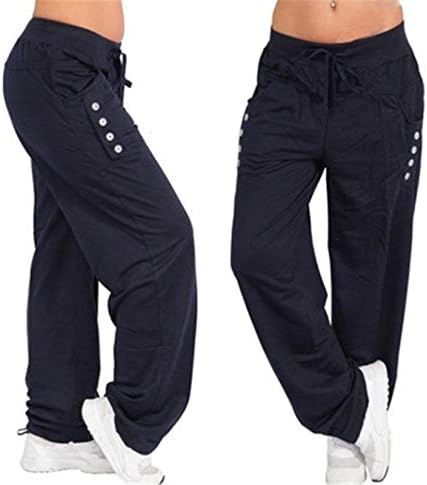 מכנסיים ישרים לנשים עם מכנסיים מזדמנים בצבע טהור מכנסי ספורט רופפים מכנסיים בצבע אחיד