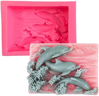 משחק דולפינים של עובש משחקים בצורת הים סבון סיליקון עובש לסבון עוגת מאפה DIY קישוט שוקולד טיח טיח