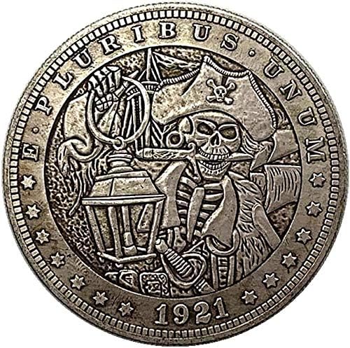 1921 גולגולת מטבע תועה פיראטים מובלטת נחושת עתיקה מדליית כסף ישנה מתנה מטבע מטבע חידוש חידוש