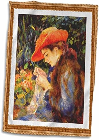 3drose Florene Renoir אמנות - תמונה של ציור רנואר של תפירה לילדות - מגבות