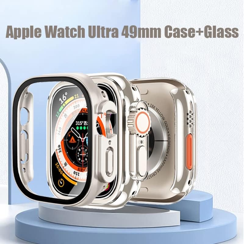 WSCEBCK זכוכית+כיסוי למארז Apple Watch 49 ממ פגוש מחוסם Apple Watch מגן מסך אולטרה iwatch Serie Ultra 49 ממ מארז