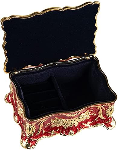 JHSJ תכשיטים מיכל וינטג 'מלבן אדום קופסת תכשיטים זעיר קופסת תכשיטים קופסת קופסת עתיקה קופסת ארגון קופסת ארגון קופסת תכשיטים