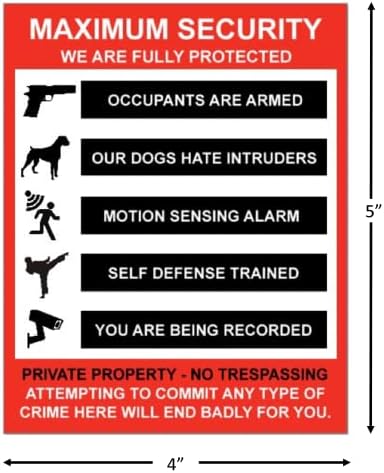 חמוש + משמר כלב + אזעקה + הגנה עצמית + מצלמה אבטחת אזהרת מדבקות