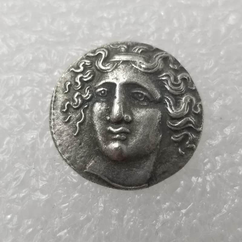 מלאכות עתיקות 52 מטבע יווני נחושת מכסף מצופה כסף מיושן סבב דולר