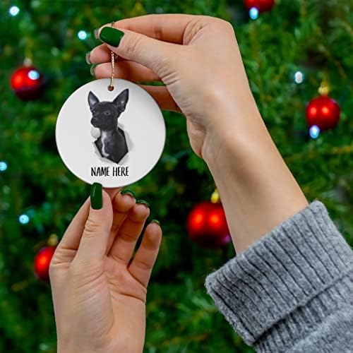 Chihuauhua שחור מותאם אישית מתנות 2023 מעגל קרמיקה של קישוטים לעץ חג המולד