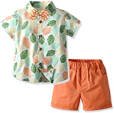 פעוטות פעוט תינוקת תינוק קיץ תלבושת הוואי ילדים חולצה פרחונית+מכנסיים קצרים כפתור ג'נטלמן חליפה למטה