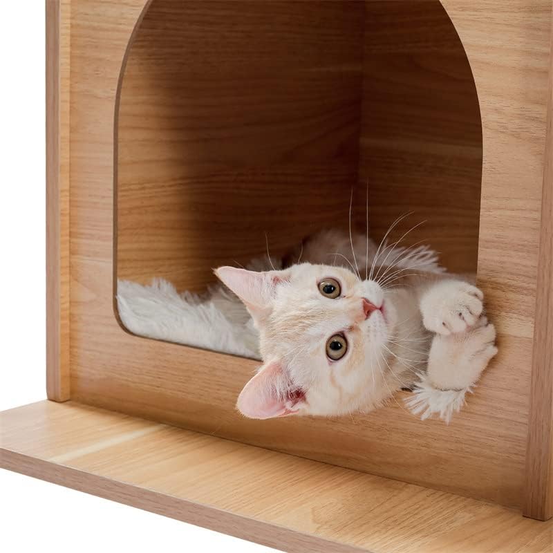 הוקאי חתול עץ עץ רב-רמת חתול מגרד מגדל קן חתול טיפוס מסגרת מפנק דירות גרסה מתנדנד כדורי