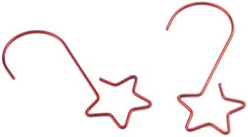 ווים קישוטים אדומים מיניאטוריים זעירים 1.97 אינץ 'ווים מתכת ווים ווים דקורטיביים ווים בצורת כוכבים לחבילת חג המולד של 100