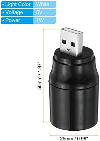 פטיק פטיק של Patikil Mini Pocket USB, 2 חבילות USB לפיד נטען נטען פנס LED קטן נייד עם מתג הפעלה/כיבוי לקמפינג חיצוני, שחור