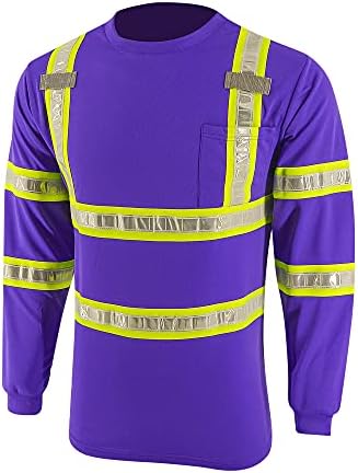 חולצות עבודות בטיחות רפלקטיביות נראות גבוהה חולצות שרוול ארוך עם כיסים וקלטת רפלקטיבית של PVC לגברים נשים