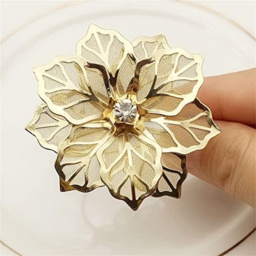 Ganfanren 10 יחידות עיצוב פרחים מפיות מפיות טבעות מתכת זהב אבזם מפית מפית מפית טבעת מלון מסעדת מסעדת חתונה מסיבת