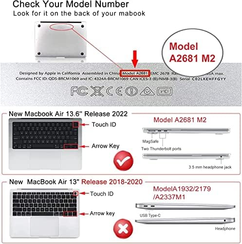 ICASSO עבור MacBook Air M2 מארז 13.6 אינץ '2023 2022 שחרור דגם A2681, נרתיק קלילה קשיח נקה ושרוול מחשב נייד