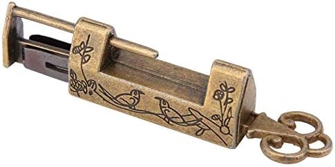 מנעול גארוסה וינטג 'סיני מיני עתיק רטרו סגנון מגפי פרחים מנעול שילוב למטען מגירת ריהוט עם מפתח