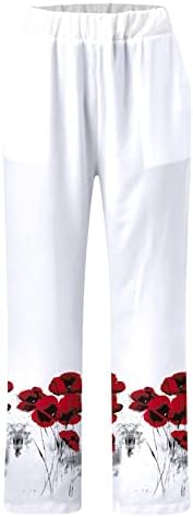 KCJGIKPOK נשים מכנסי קפרי, רגל רחבה-מותניות רחבות פשתן קיץ קפריס מכנס מכנסיים עם כיסים מכנסיים טרנדיים לנשים 2023