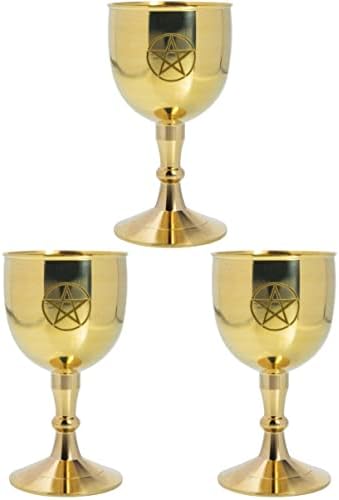קאבילוק עיצוב וינטג '3 יחידים טקסים מציעים יין מתכת פולחן מוזהב של כוסות קערה דקורטיבית של מקדש פונקציה רב-פונקצית בודהה