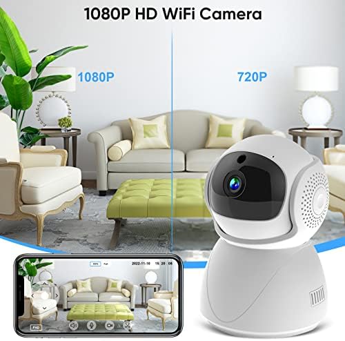 מצלמות WiFi של Qikoo Home Security Wifi מקורה 5GHz מצלמות WiFi, מצלמה פנורמית 360 מעלות עם אפליקציית טלפון, מצלמה