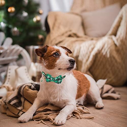 צווארון כלבי חג המולד של Adoggygo עם עניבת פרפר מתכווננת צווארון חיות מחמד לכלב ירוק אדום לכלבים גדולים בינוניים גדולים