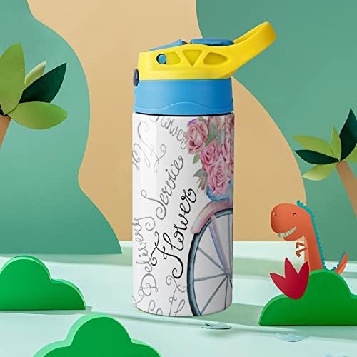 כוס תרמוס 500 מל פרח אופניים מבודד בקבוק מים עם קש לספורט ולטיולים